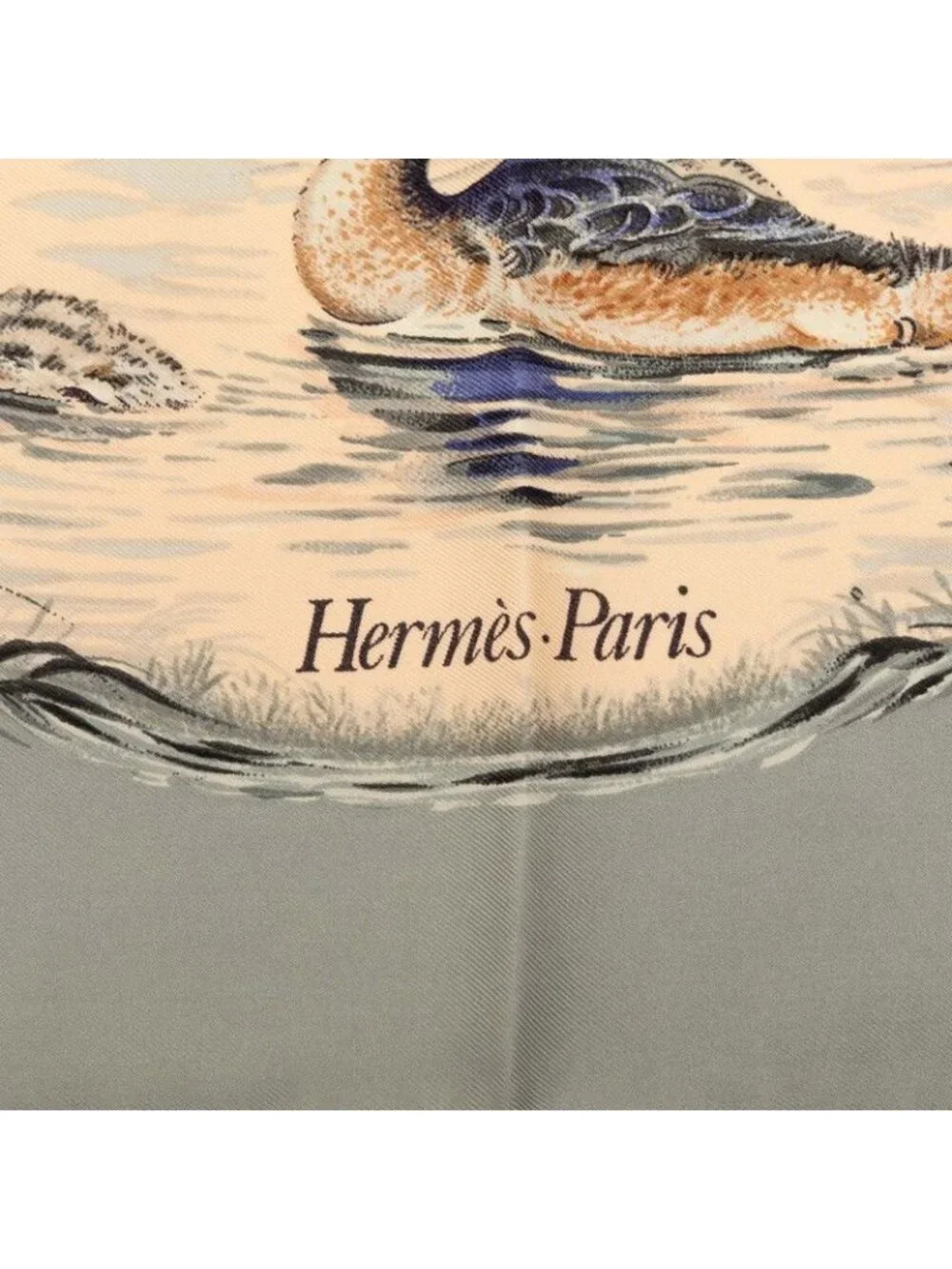 Hermes Carre 90 Halte en Camargue Rest in Scarf Gray Multicolor Silk